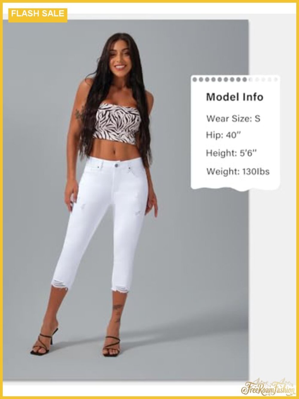 Mid Rise Skinny Capri Jeans with Distressed Rips - Picture 5 of 6